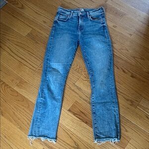 MOTHER The Rascal Ankle Fray Bonfire Lighting Blue Jeans 25 EUC